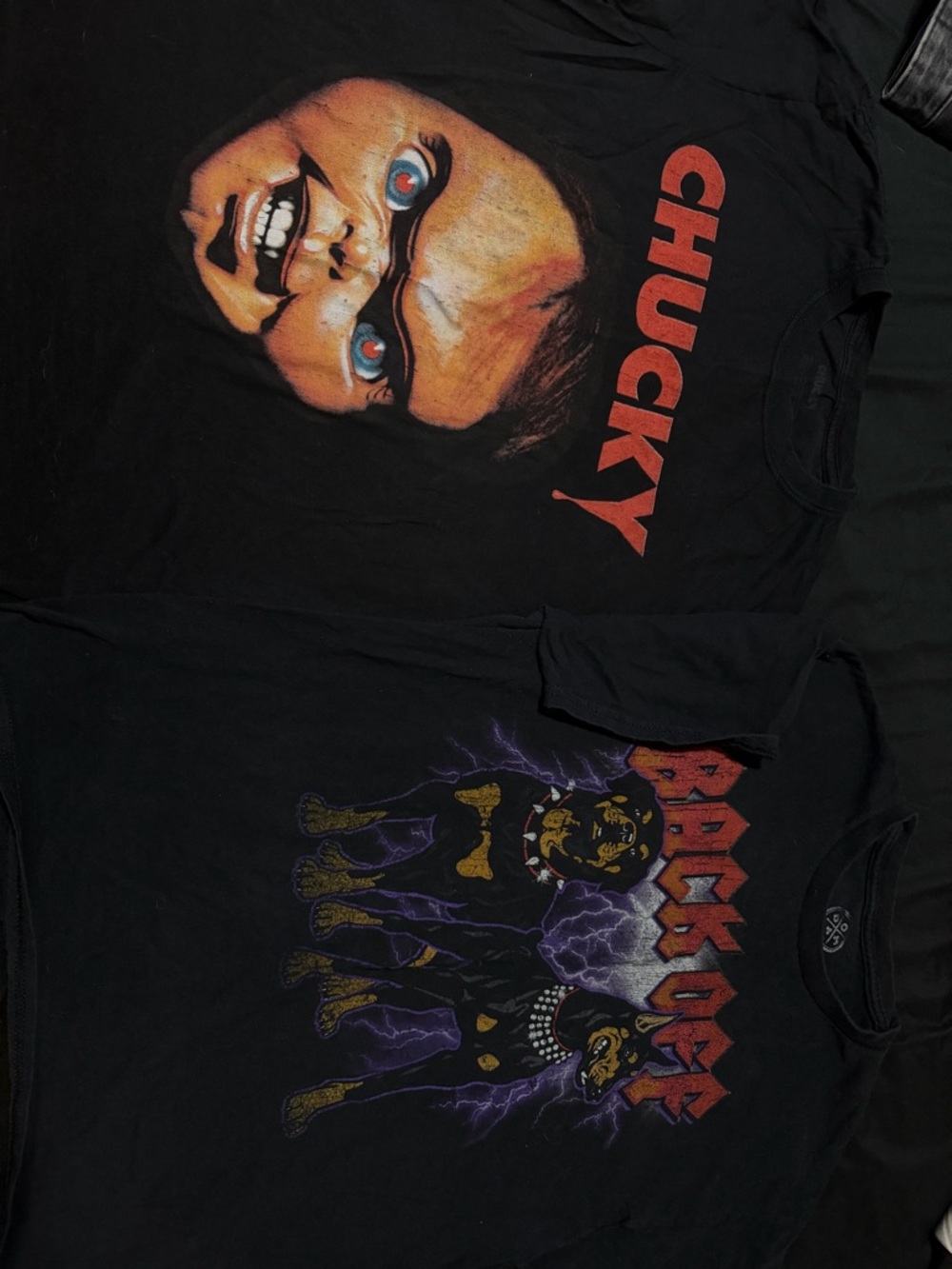 Set of 2 Graphic Black Men's Tee - Horror Movie Face Print